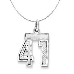 Silver, Varsity Collection, Small D/C Number 41 Necklace - 20 In